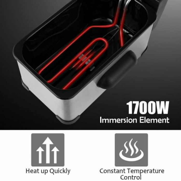 3.2 Quart Stainless Steel Electric Deep Fryer with Adjustable Timer for Perfect Frying