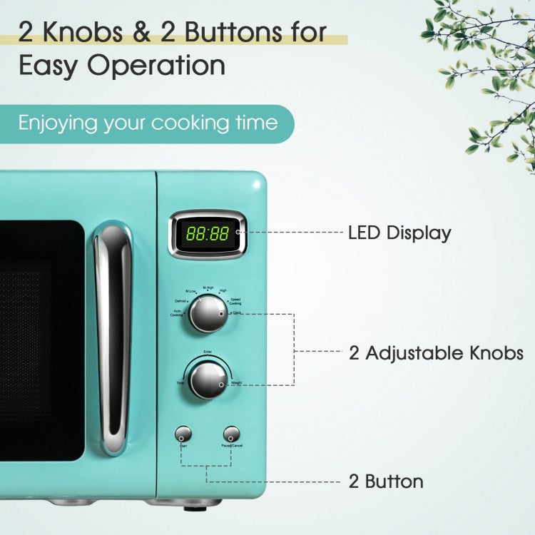 Retro 0.9 Cu.ft Compact Microwave Oven for Countertop