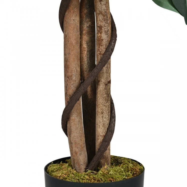 4 Foot Realistic Artificial Ficus Tree with Sturdy Trunks for Indoor & Outdoor Décor