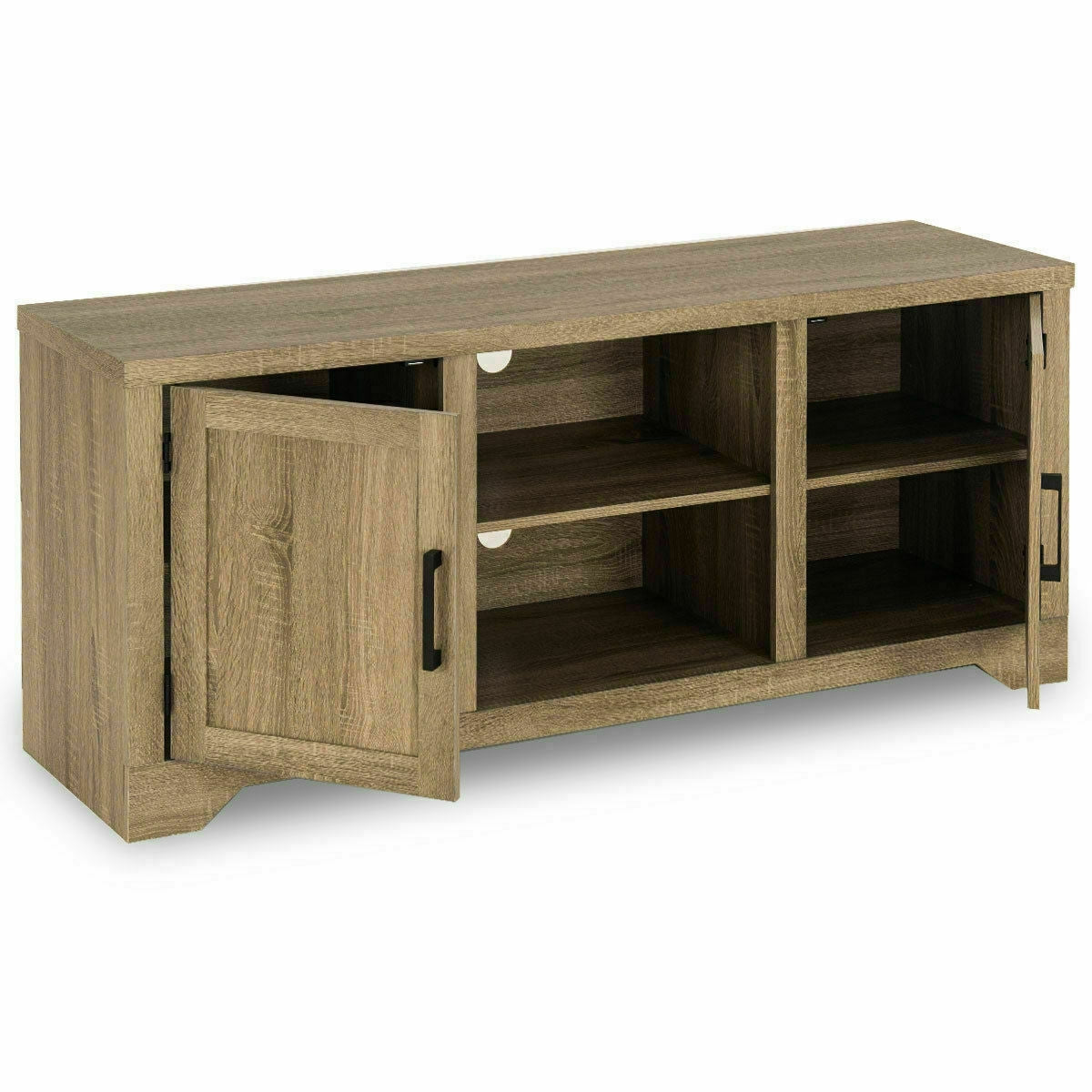 Rustic Farmhouse TV Stand for 60 Inch TVs with Storage Cabinets and Adjustable Shelves