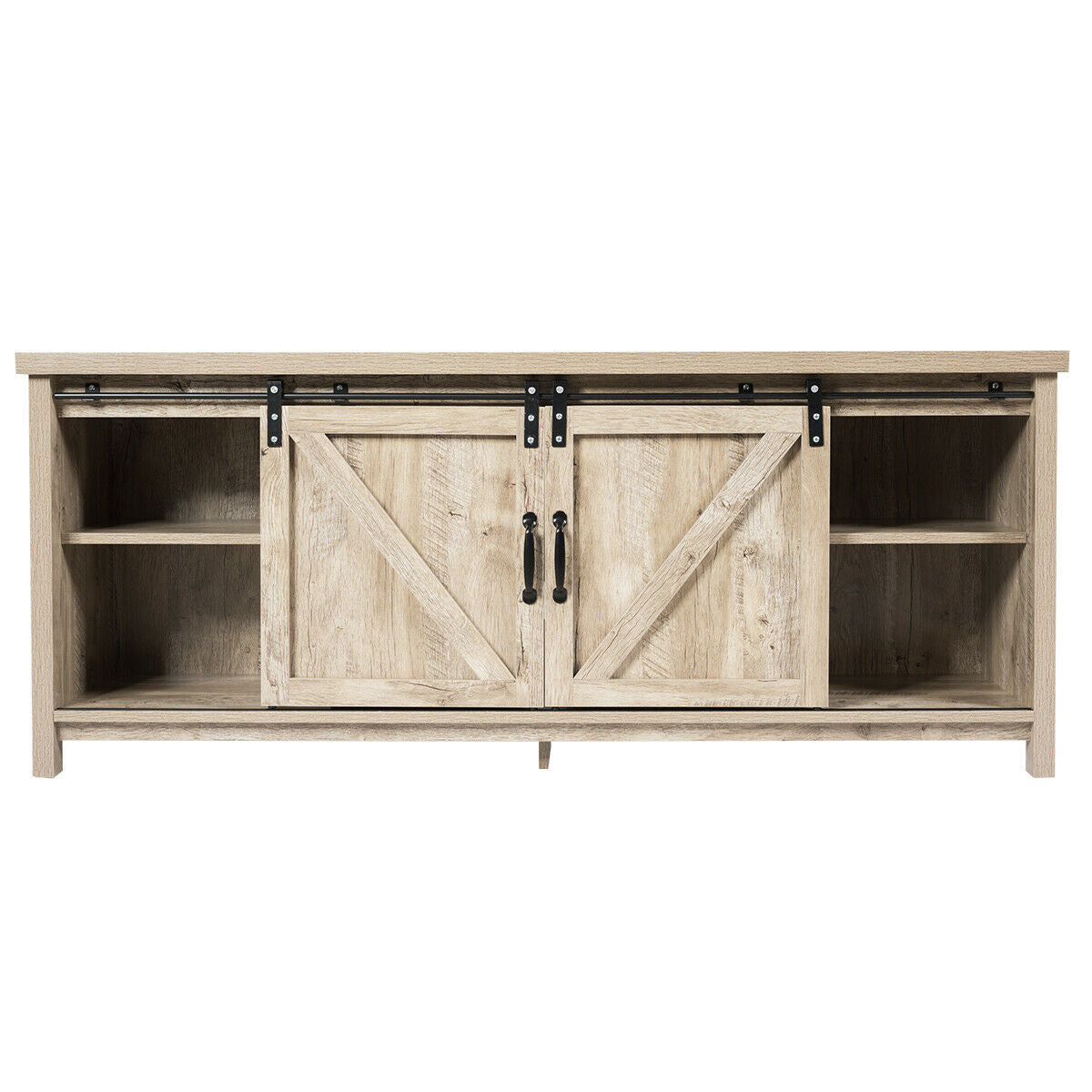 Sliding Barn Door TV Stand and Media Console Cabinet with Storage for TVs up to 65 Inches - Grey