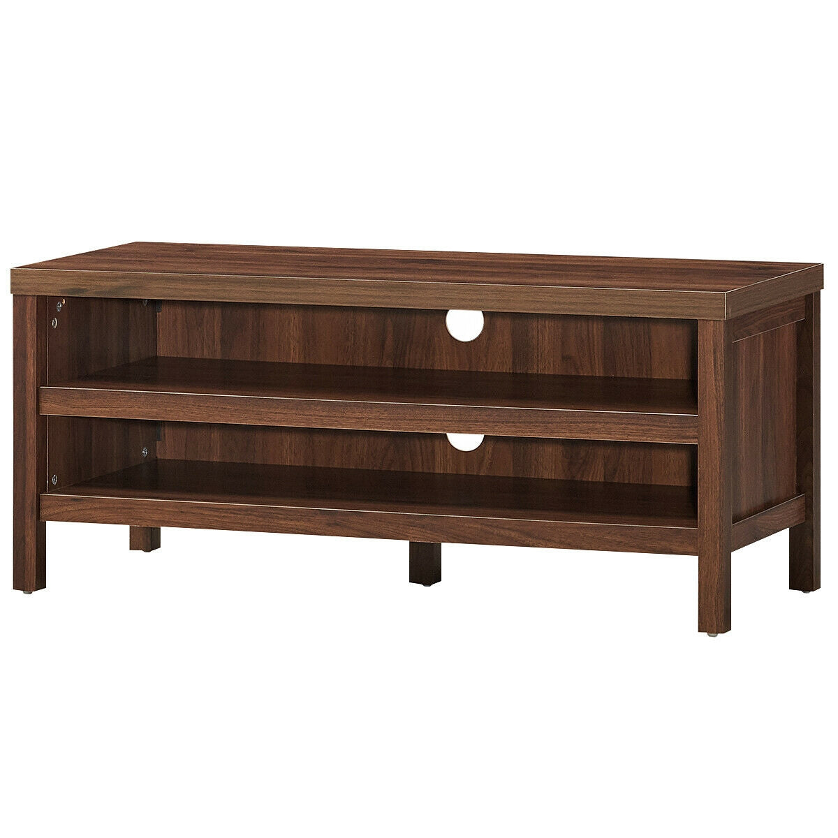 Mid Century Style TV Console with Open Shelves for 45 Inch TVs - Walnut