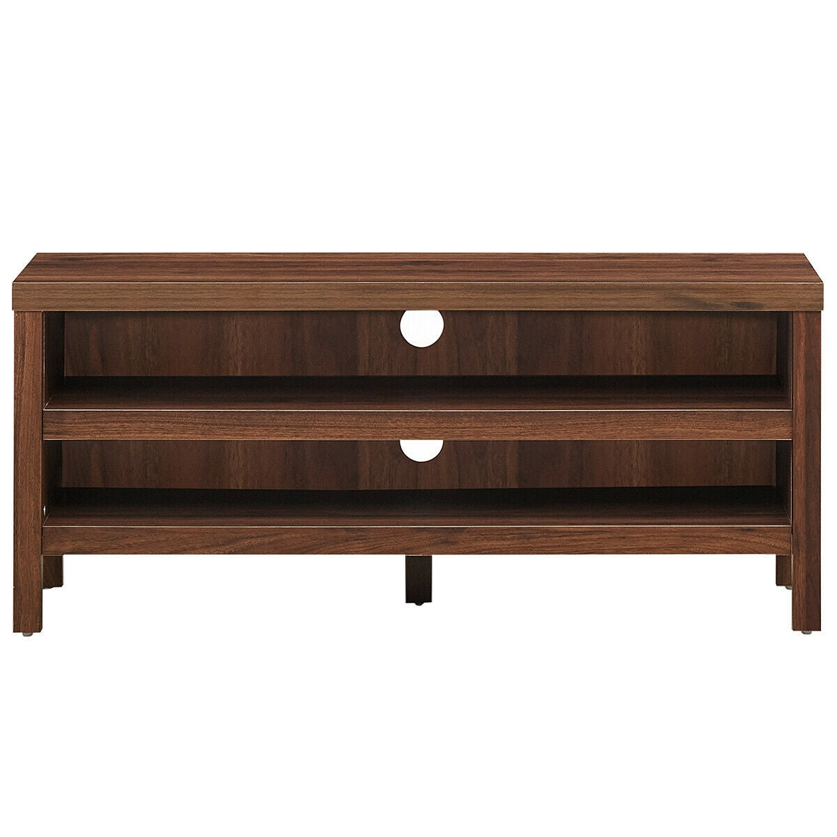 Mid Century Style TV Console with Open Shelves for 45 Inch TVs - Walnut