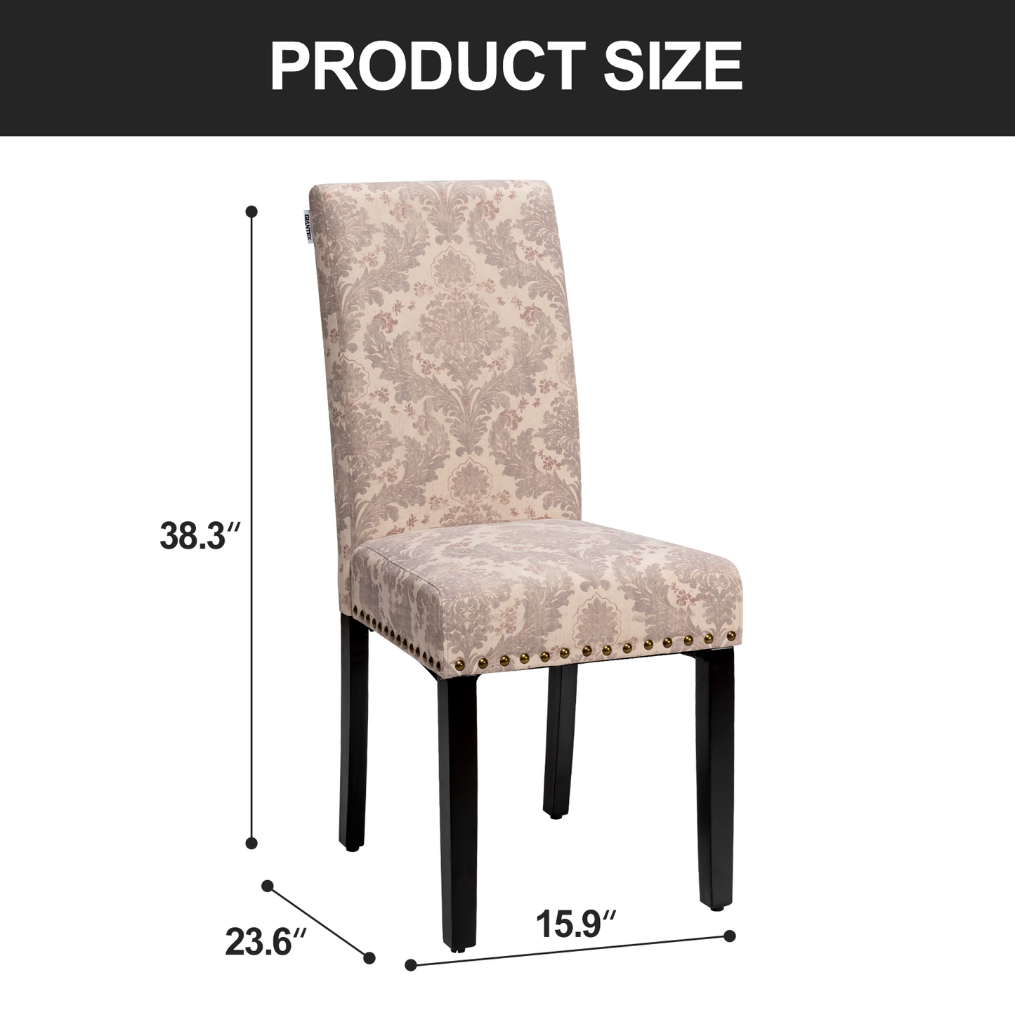 Set of 2 Stylish Upholstered Dining Chairs with Nailhead Accents - Pink