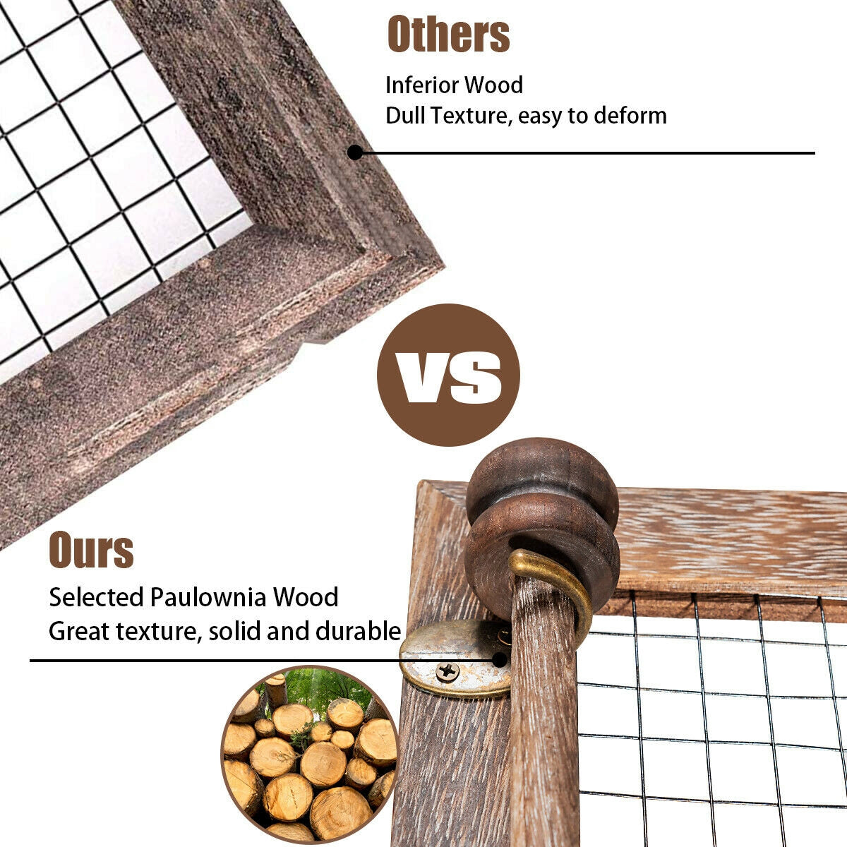 Decorative Wood Wall Jewelry Rack with Mesh Hooks and Removable Rod for Bracelets and Accessories