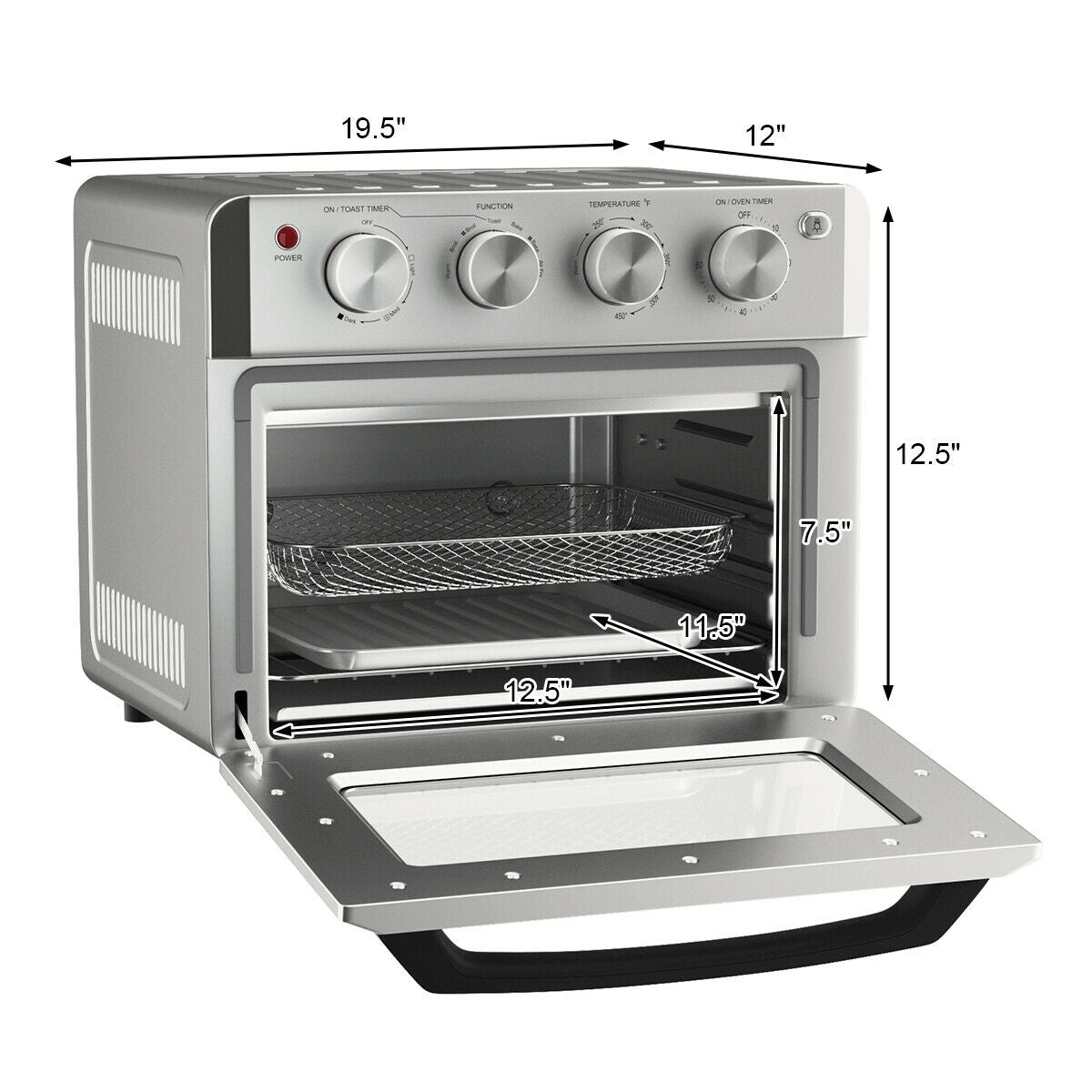 7-in-1 19 Qt Air Fryer Toaster Oven with 5 Accessories