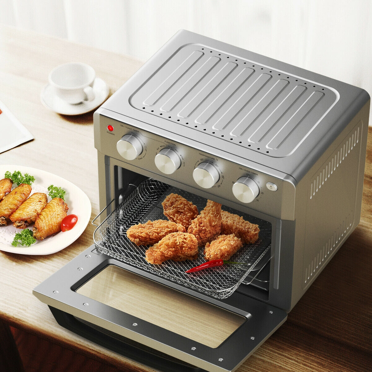 7-in-1 19 Qt Air Fryer Toaster Oven with 5 Accessories