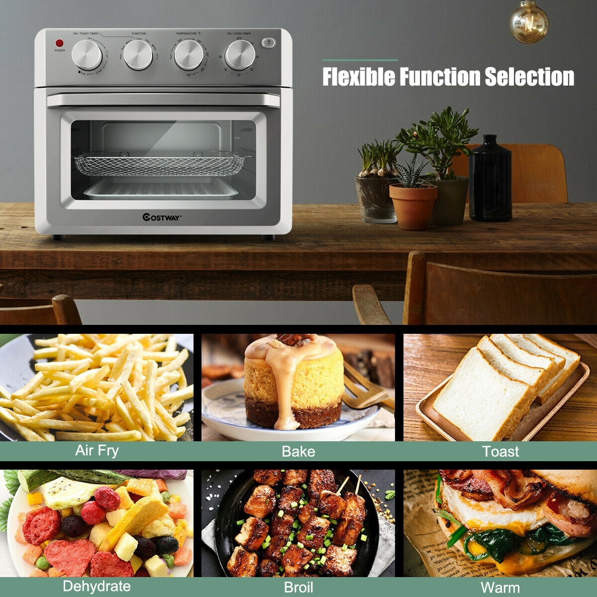7-in-1 19 Qt Air Fryer Toaster Oven with 5 Accessories
