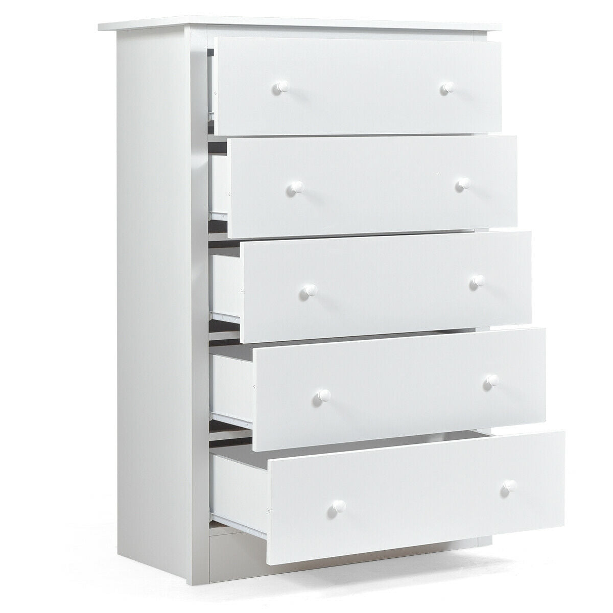 Modern 5-Drawer Vertical Dresser Cabinet – White