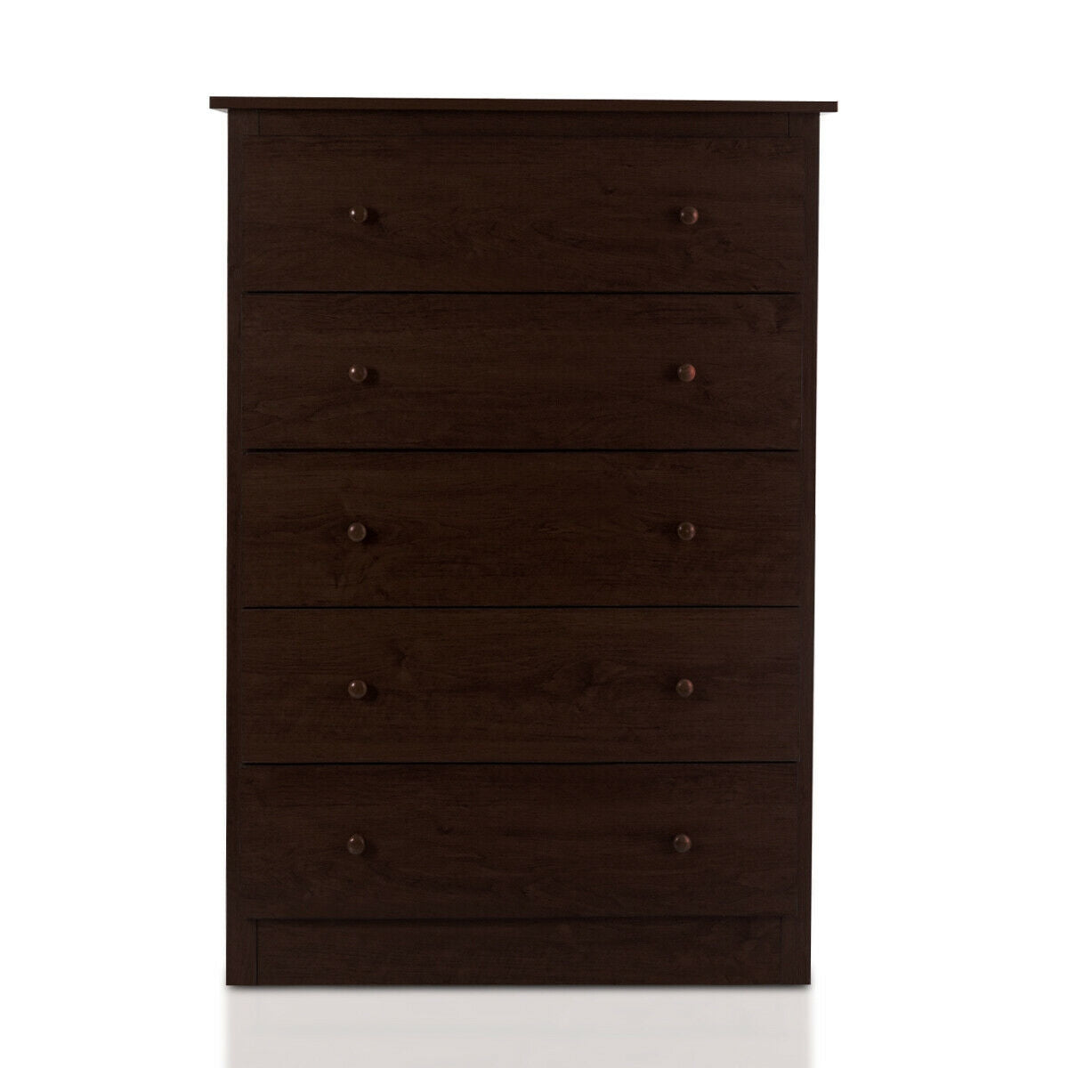 Modern 5-Drawer Vertical Dresser Cabinet – Dark Brown