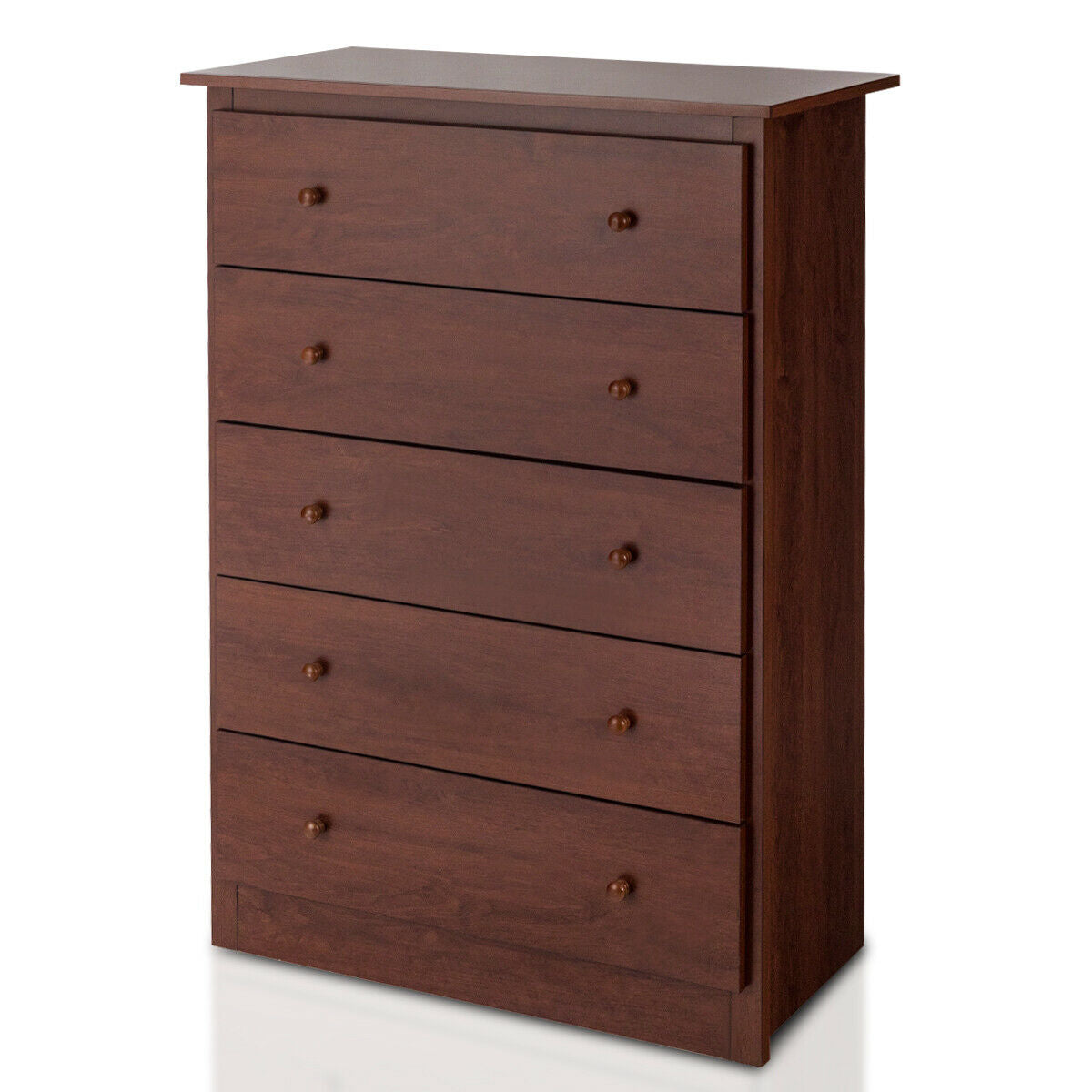 Modern 5-Drawer Vertical Dresser Cabinet – Brown