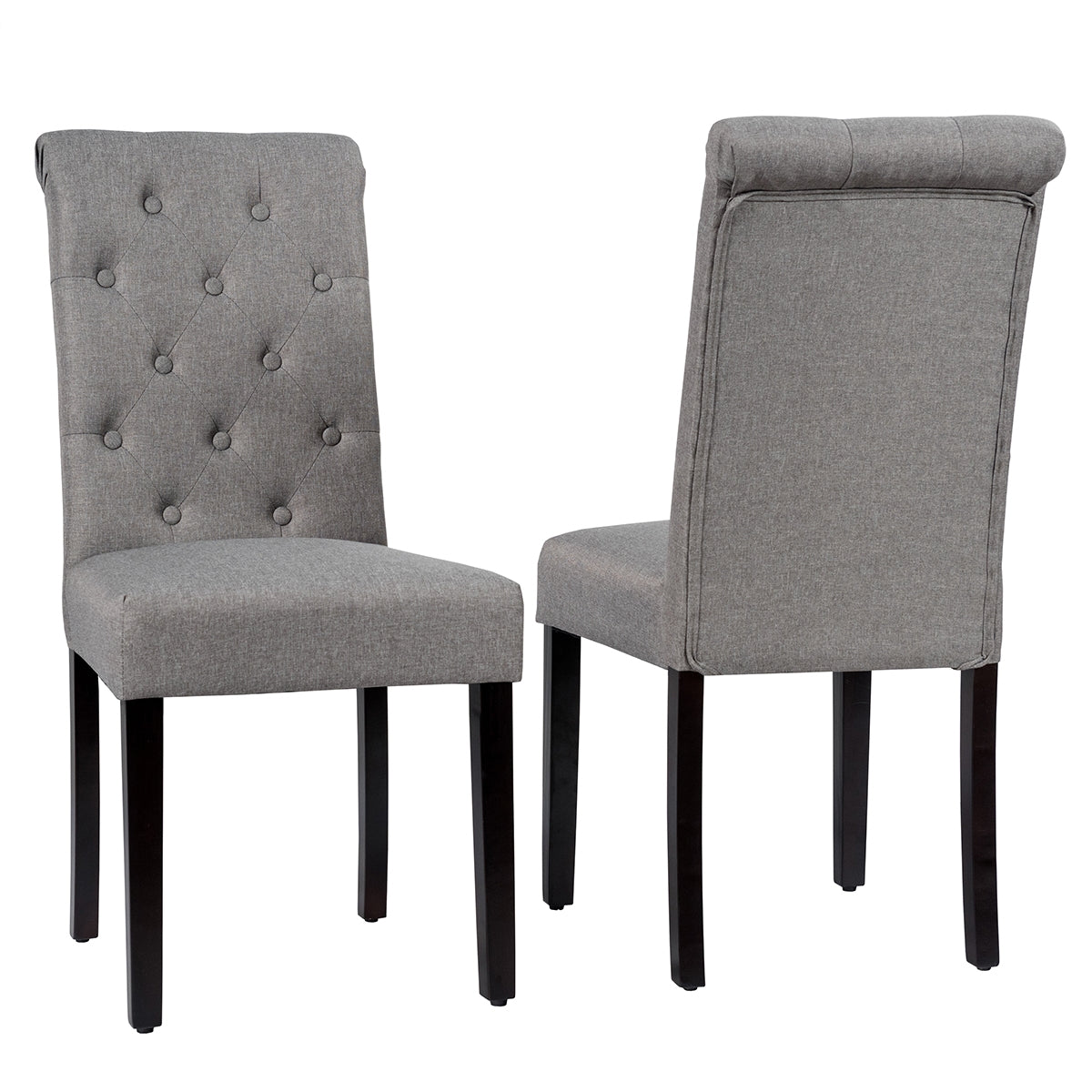 Set of 2 Modern Tufted Dining Chairs with Comfortable Cushioned Seat - Grey