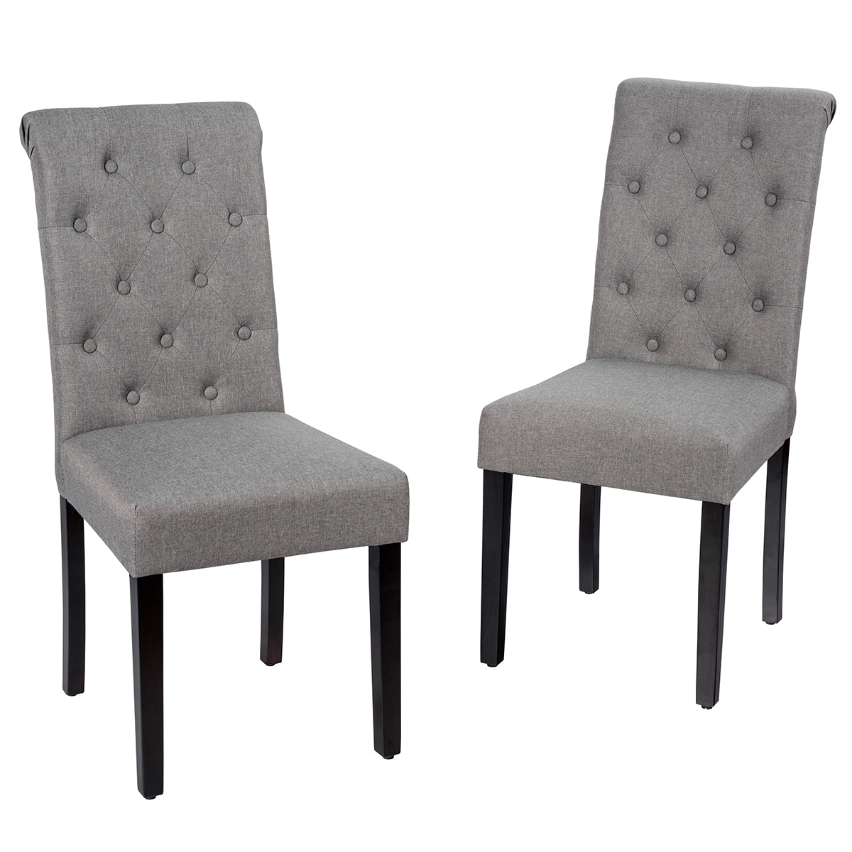 Set of 2 Modern Tufted Dining Chairs with Comfortable Cushioned Seat - Grey