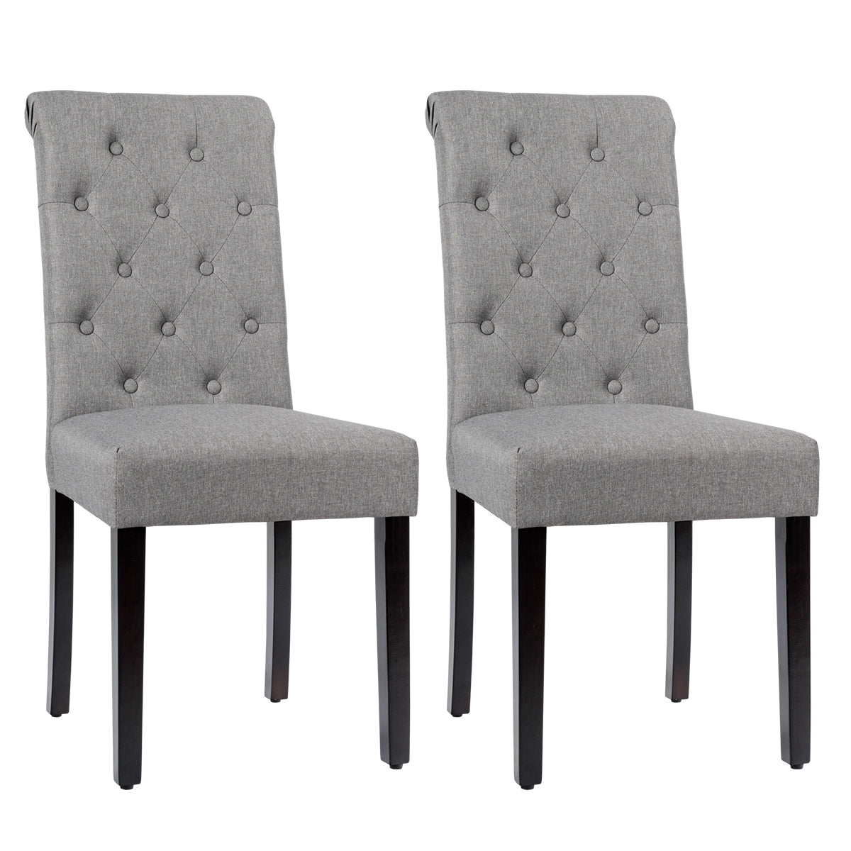 Set of 2 Modern Tufted Dining Chairs with Comfortable Cushioned Seat - Grey