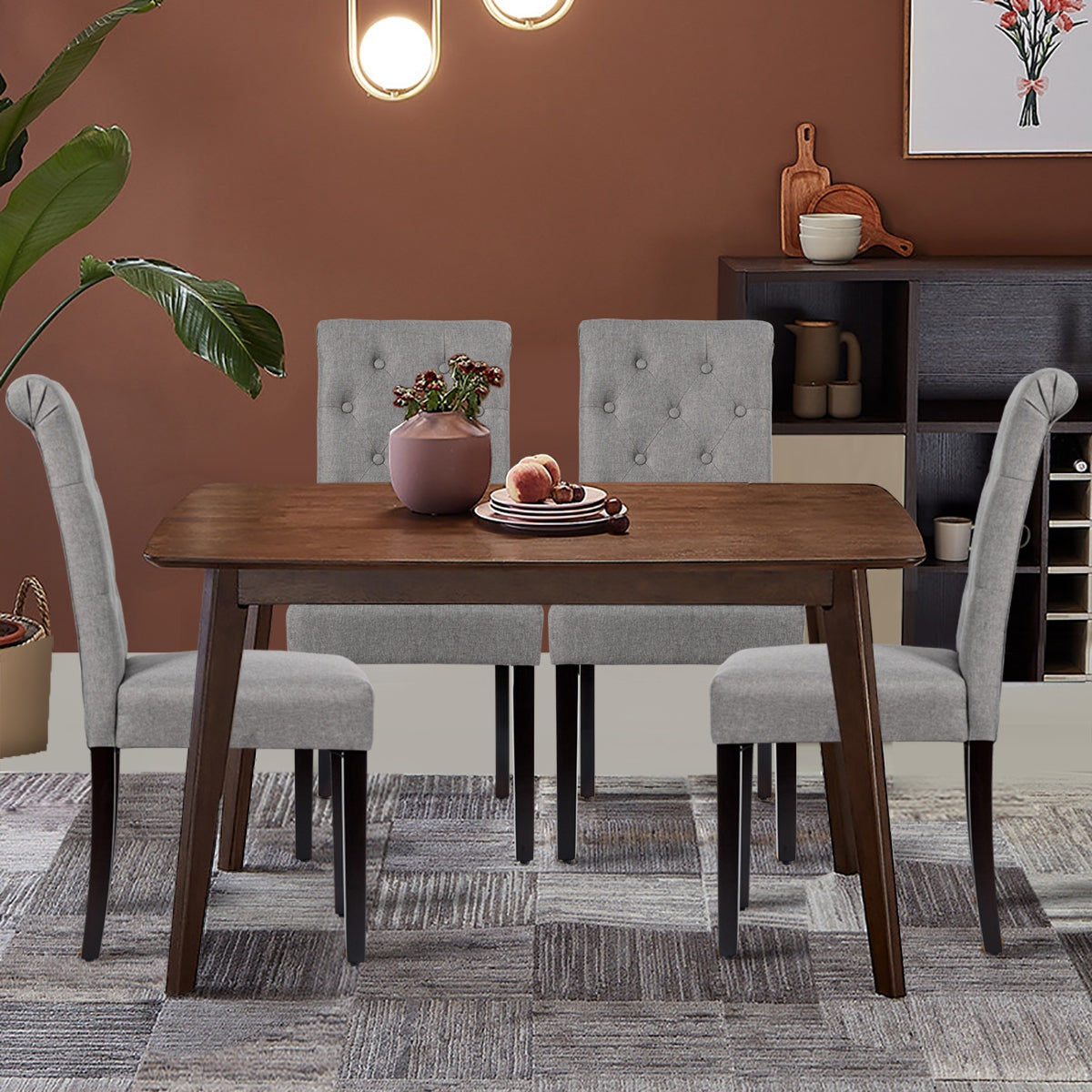 Set of 2 Modern Tufted Dining Chairs with Comfortable Cushioned Seat - Grey