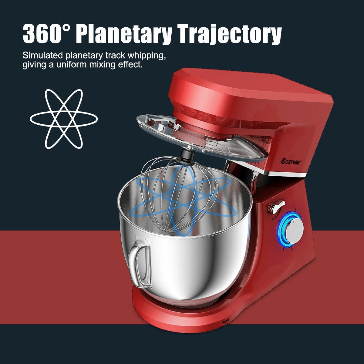 7.5QT Tilt-Head Stand Mixer with 660W Motor & 3 Attachments