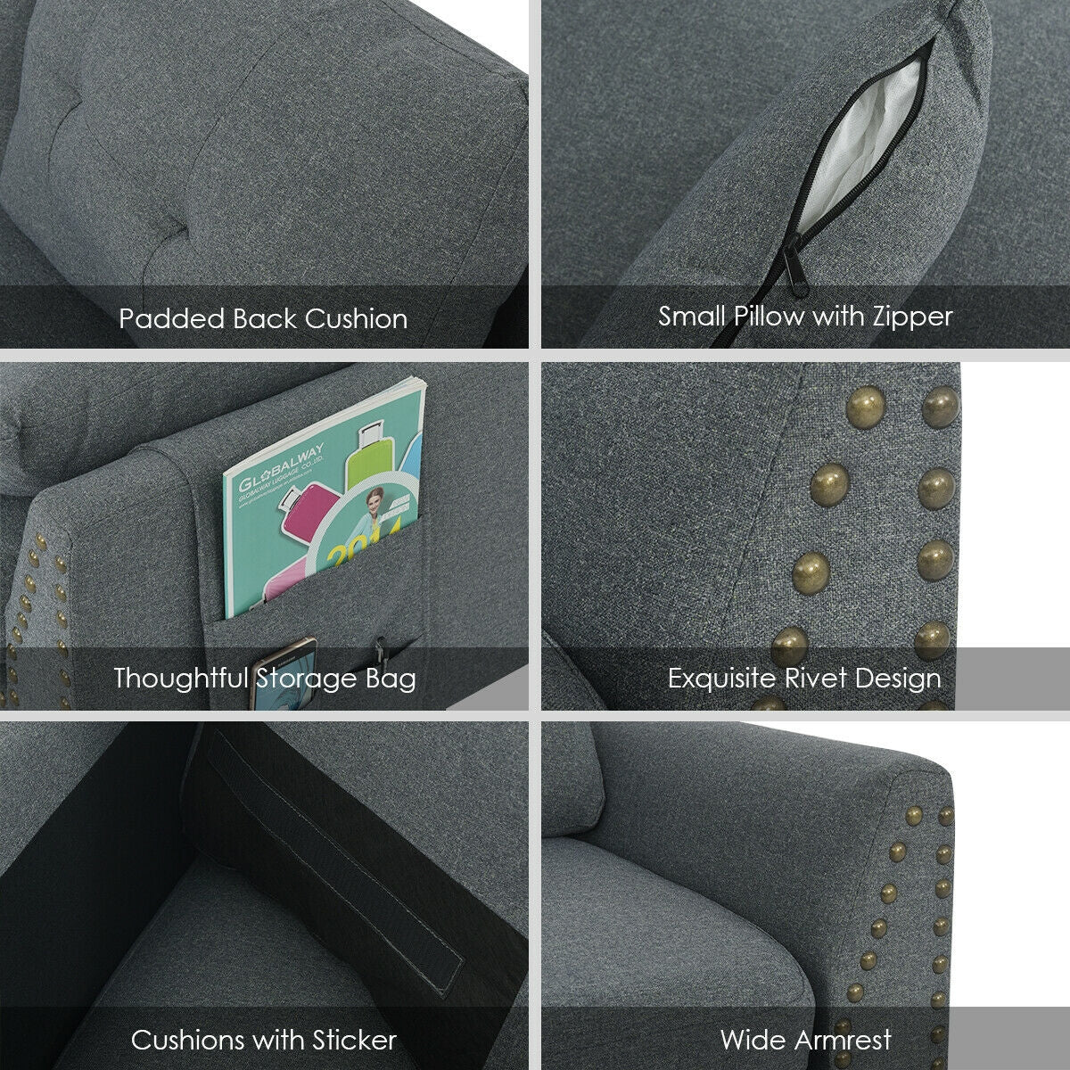 L-Shaped Sectional Sofa with Reversible Ottoman, Linen Upholstery, Storage, and Removable Cushions