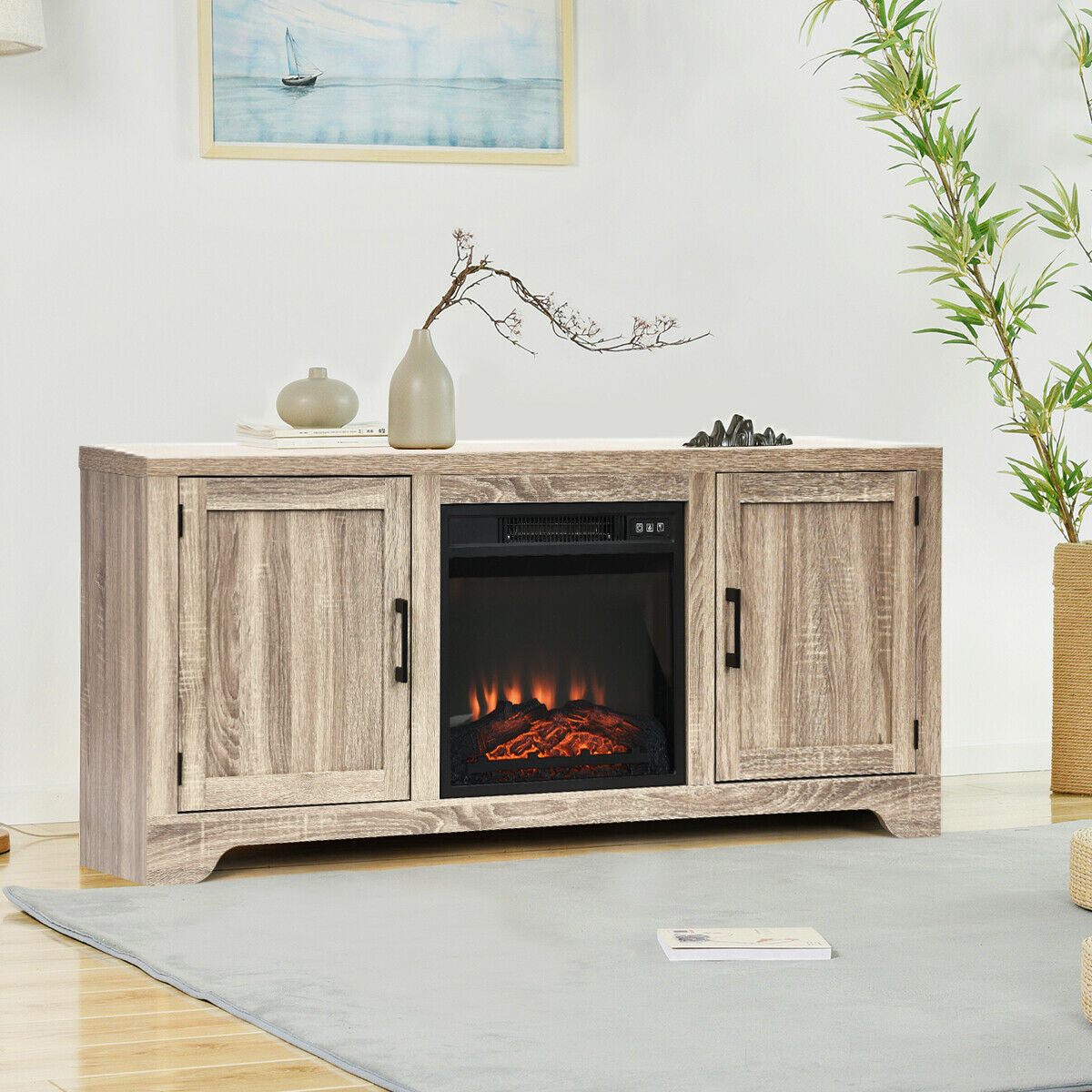 65 Inch Media Console TV Stand with Adjustable Shelving and Spacious Storage