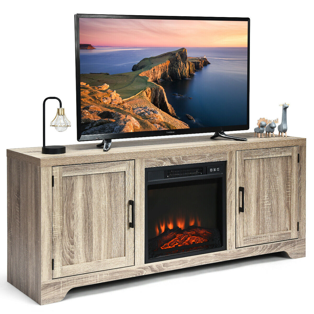 65 Inch Media Console TV Stand with Adjustable Shelving and Spacious Storage