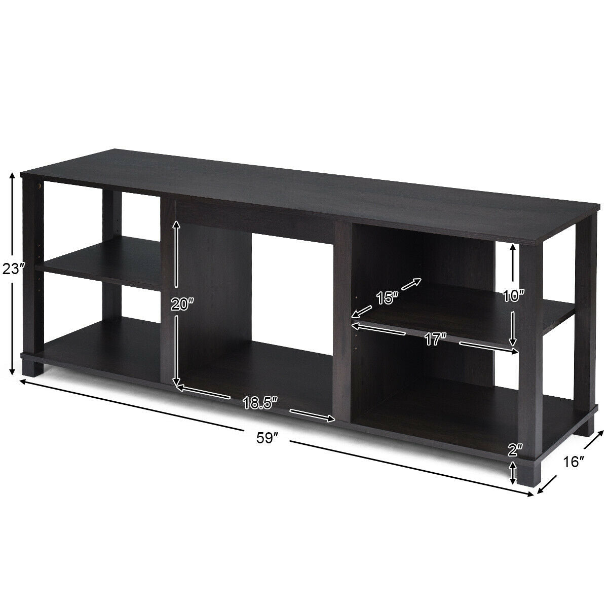 Versatile 2-Tier TV Storage Console with Customizable Shelving and Spacious Design