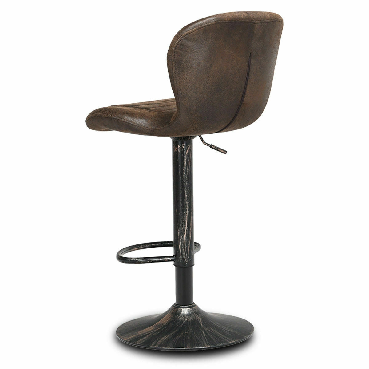 Set of 2 Adjustable Swivel Bar Stools with Vintage Style Upholstered Seats in Hot Stamping Cloth