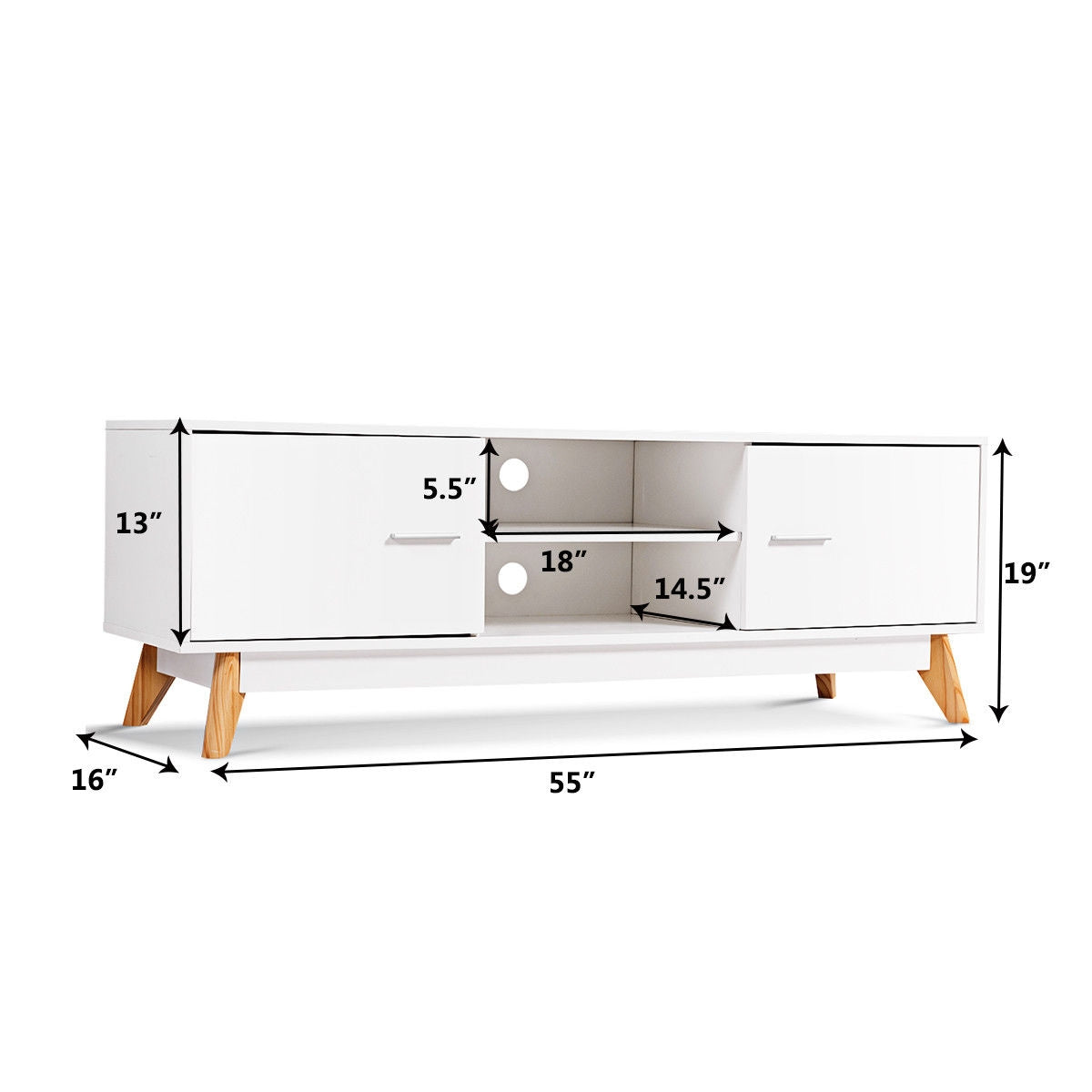 Stylish Wood Entertainment Center with Ample Storage for 60 Inch TVs