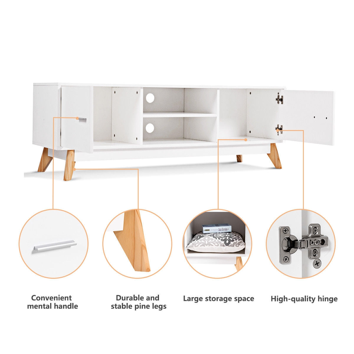 Stylish Wood Entertainment Center with Ample Storage for 60 Inch TVs