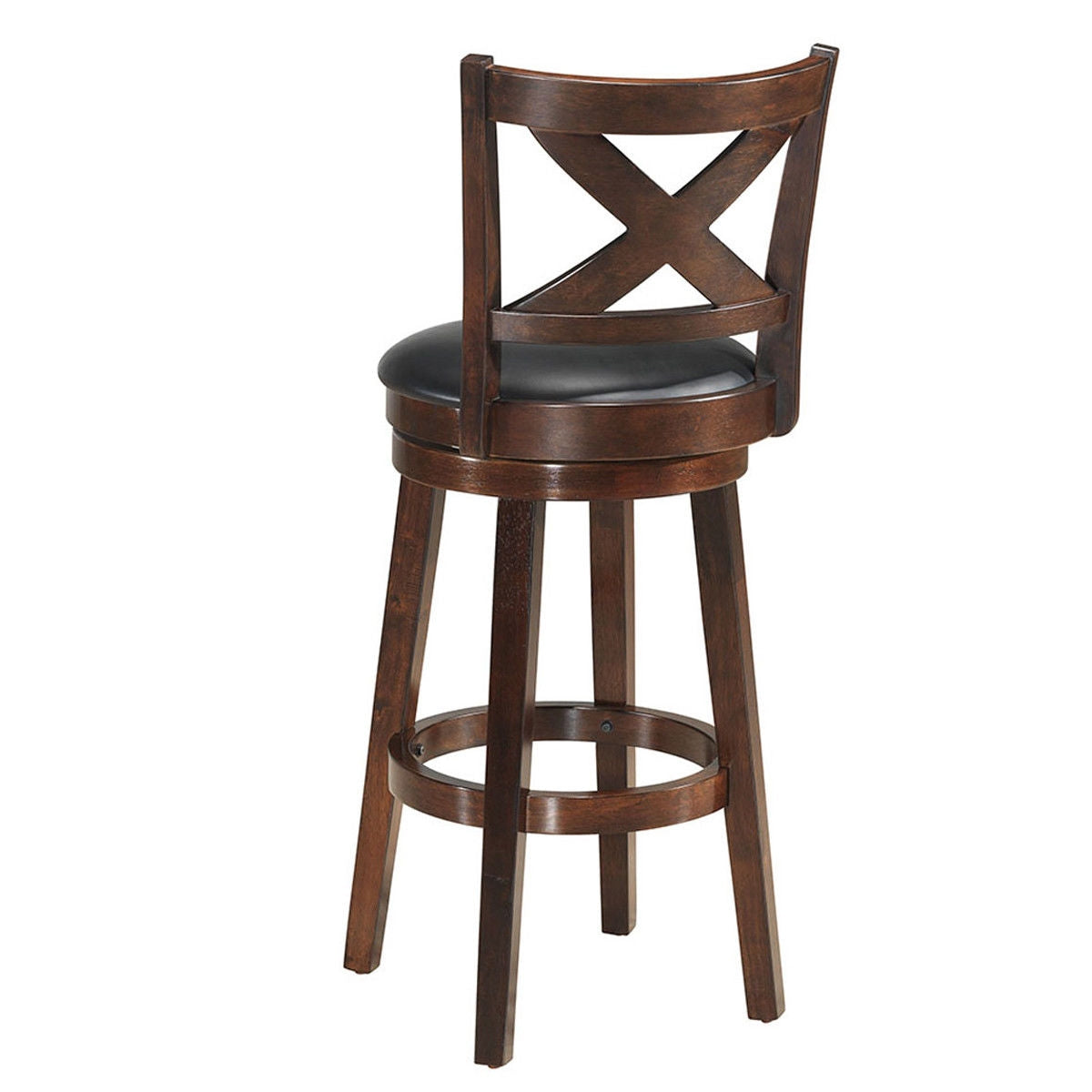 Swivel Counter Height Bar Stool with Upholstered PVC Cushion and X Back 29 Inch