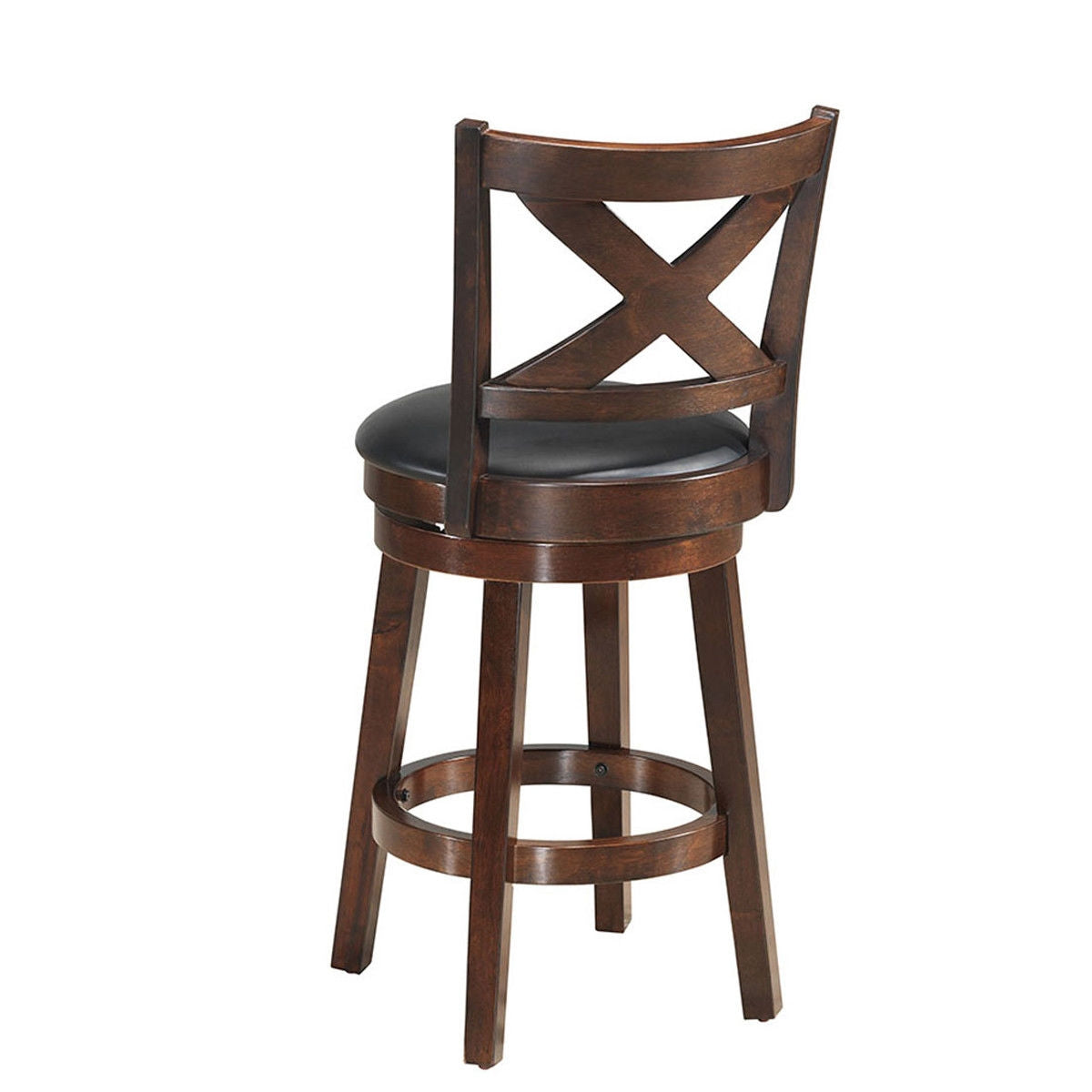 Swivel Counter Height Bar Stool with Upholstered PVC Cushion and X Back 24 Inch