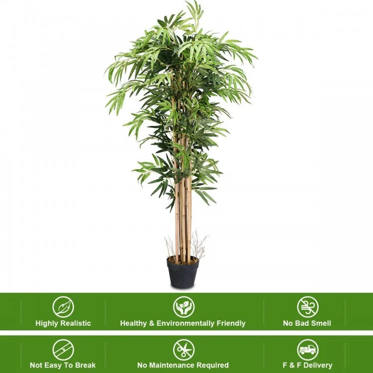 Elegant 5' Artificial Bamboo Tree with Silk Foliage for Indoor & Outdoor Spaces