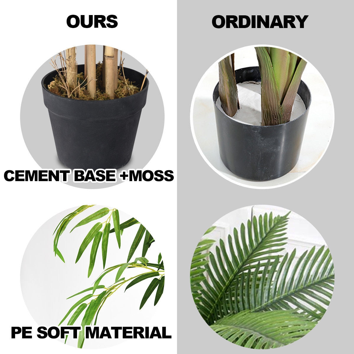 Elegant 5' Artificial Bamboo Tree with Silk Foliage for Indoor & Outdoor Spaces