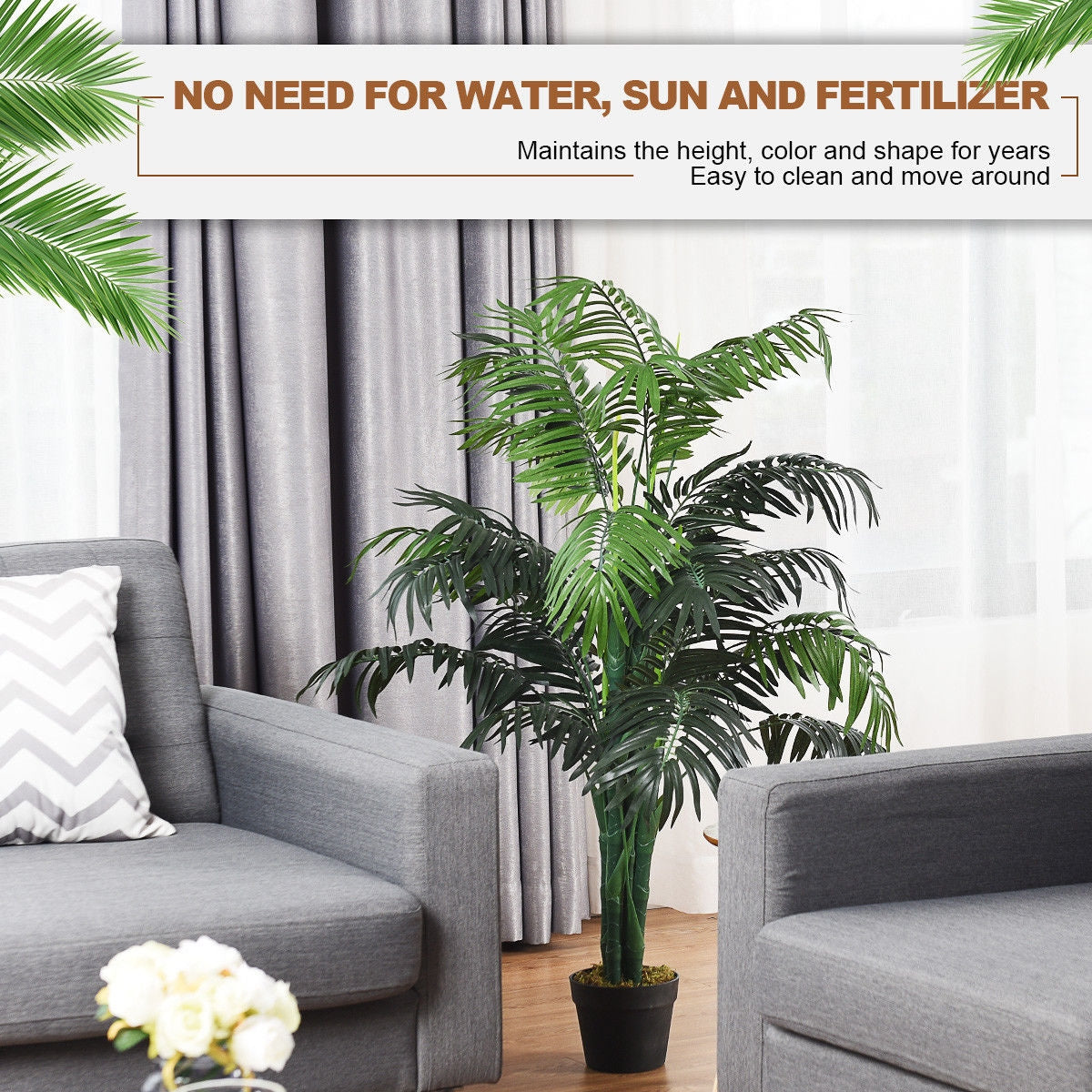 Realistic 3.5 ft. Artificial Areca Palm Tree in a Stylish Basket