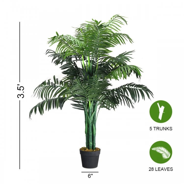 Realistic 3.5 ft. Artificial Areca Palm Tree in a Stylish Basket