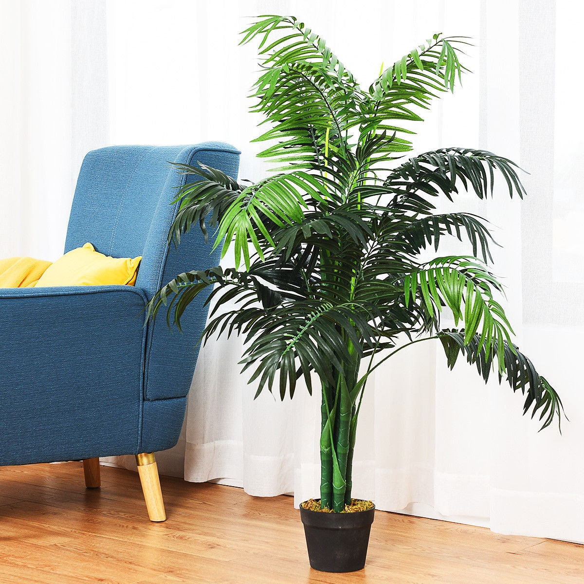 Realistic 3.5 ft. Artificial Areca Palm Tree in a Stylish Basket