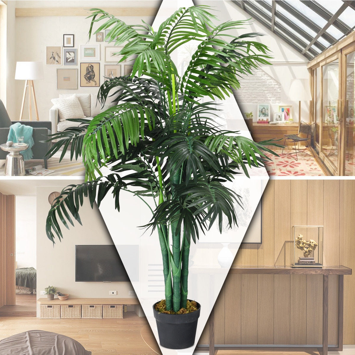 Realistic 3.5 ft. Artificial Areca Palm Tree in a Stylish Basket