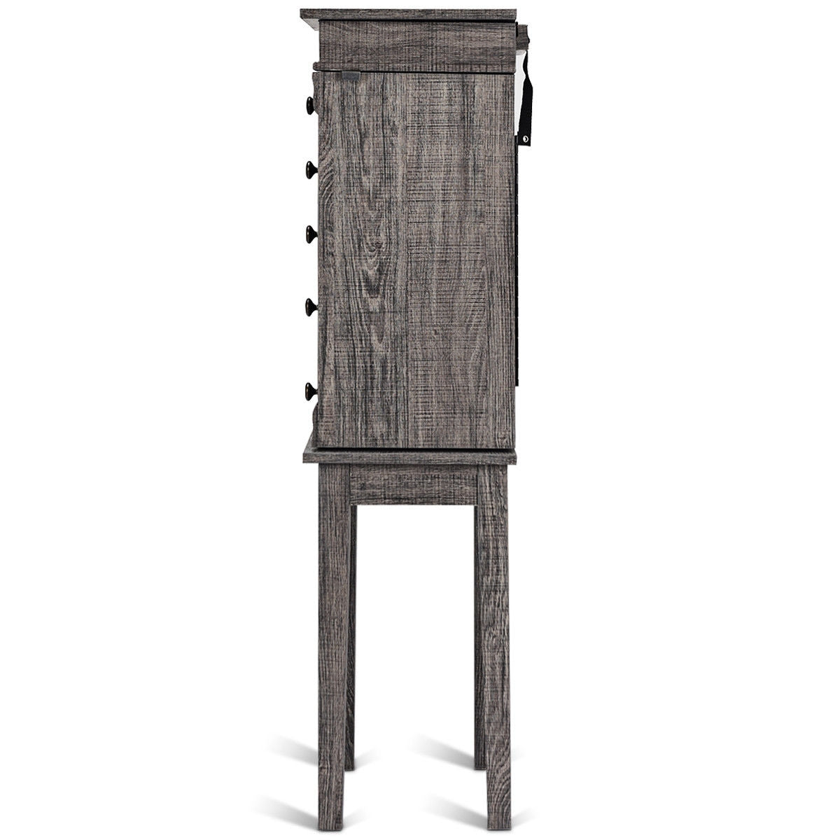 Freestanding Jewelry Armoire with Mirror, Drawers, and Solid Wood Legs