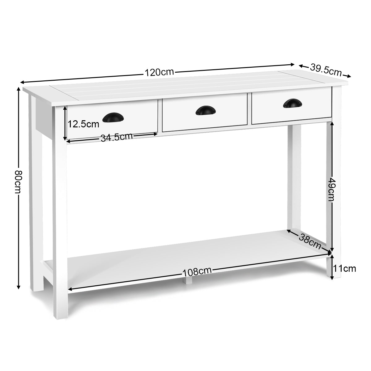 Modern Entryway Table with Storage Drawers and Bottom Shelf, 47 Inch Accent Desk