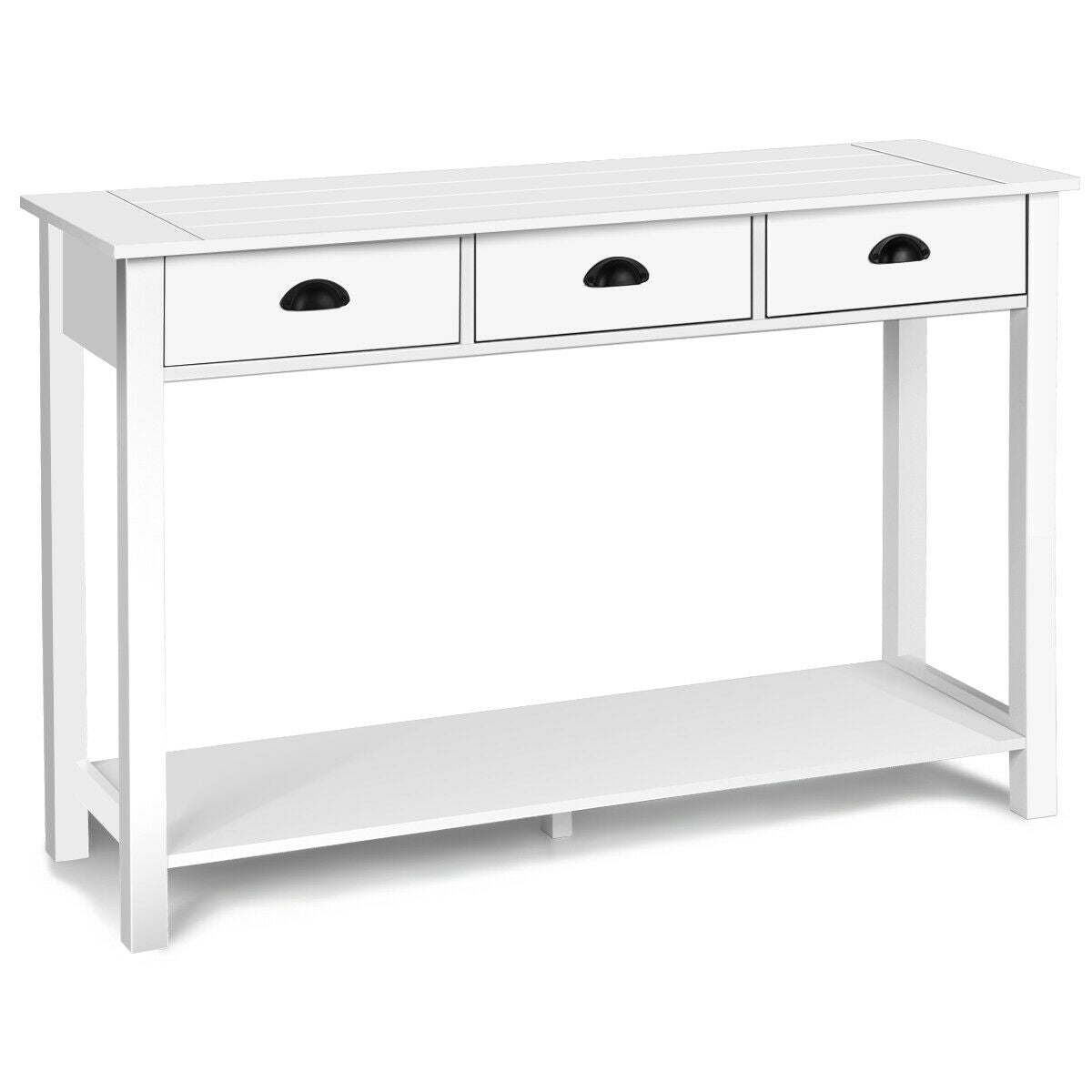 Modern Entryway Table with Storage Drawers and Bottom Shelf, 47 Inch Accent Desk