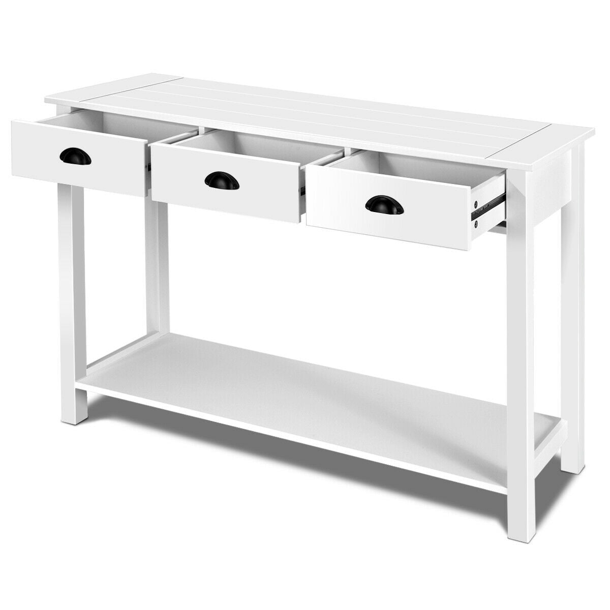 Modern Entryway Table with Storage Drawers and Bottom Shelf, 47 Inch Accent Desk