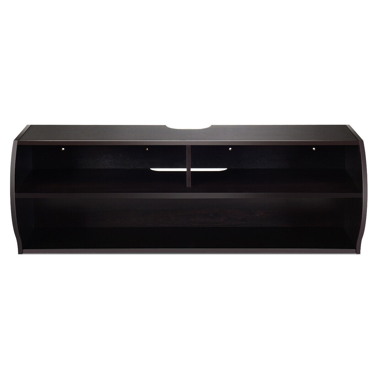 Sleek Wall Mounted Display and Storage Shelf with Open Tiers – Brown