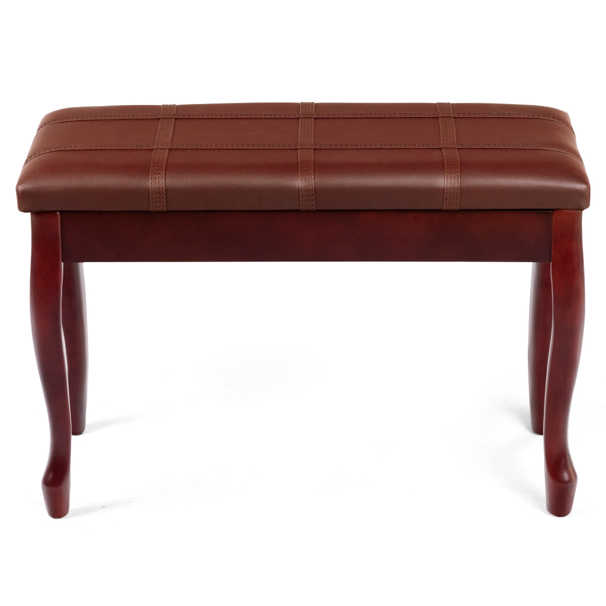 Classic Piano Bench with Storage Compartment and PU Leather Cushion - Brown