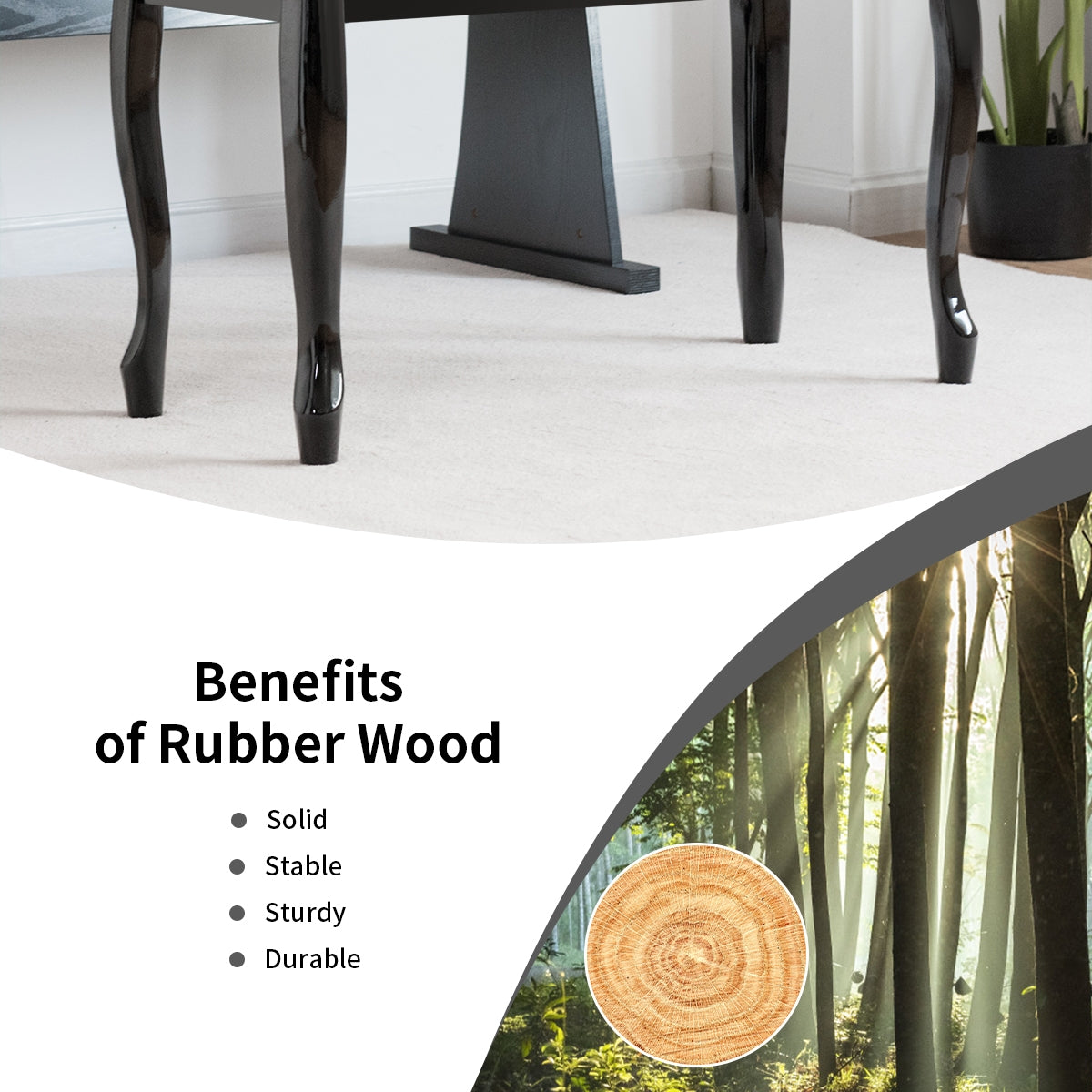 Classic Piano Bench with Storage Compartment and PU Leather Cushion - Black