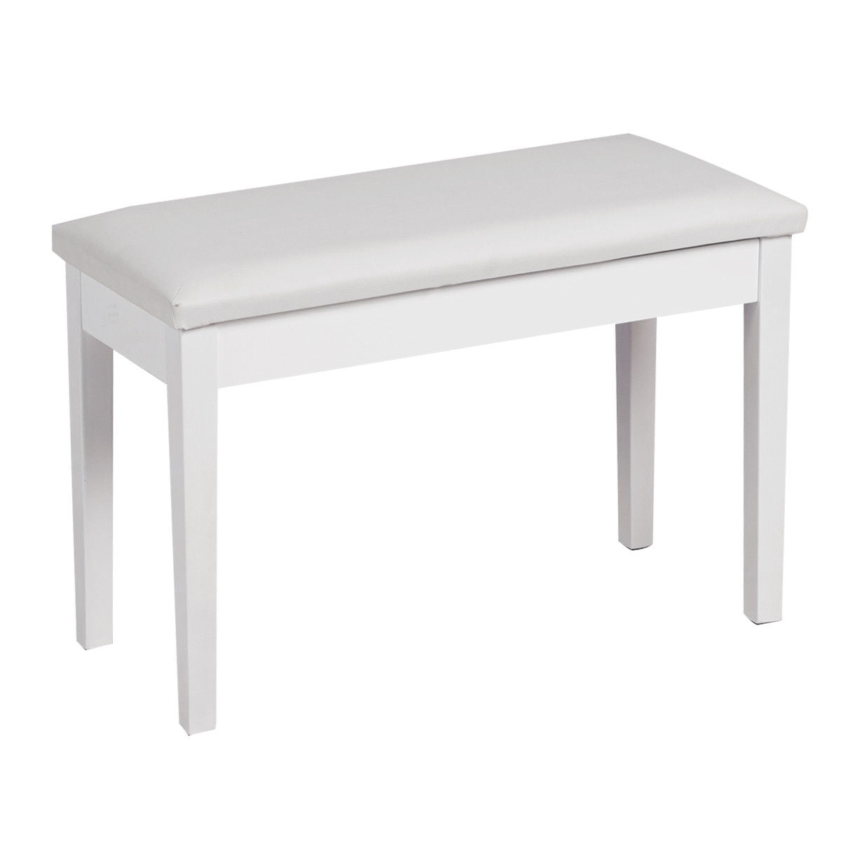Comfortable PU Leather Piano Bench with Sturdy Solid Wood Base for Keyboard - White