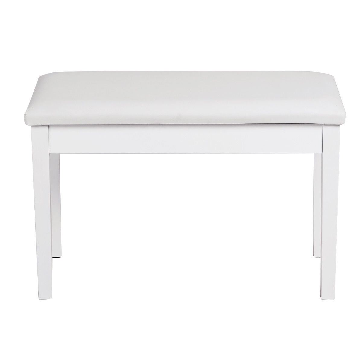 Comfortable PU Leather Piano Bench with Sturdy Solid Wood Base for Keyboard - White