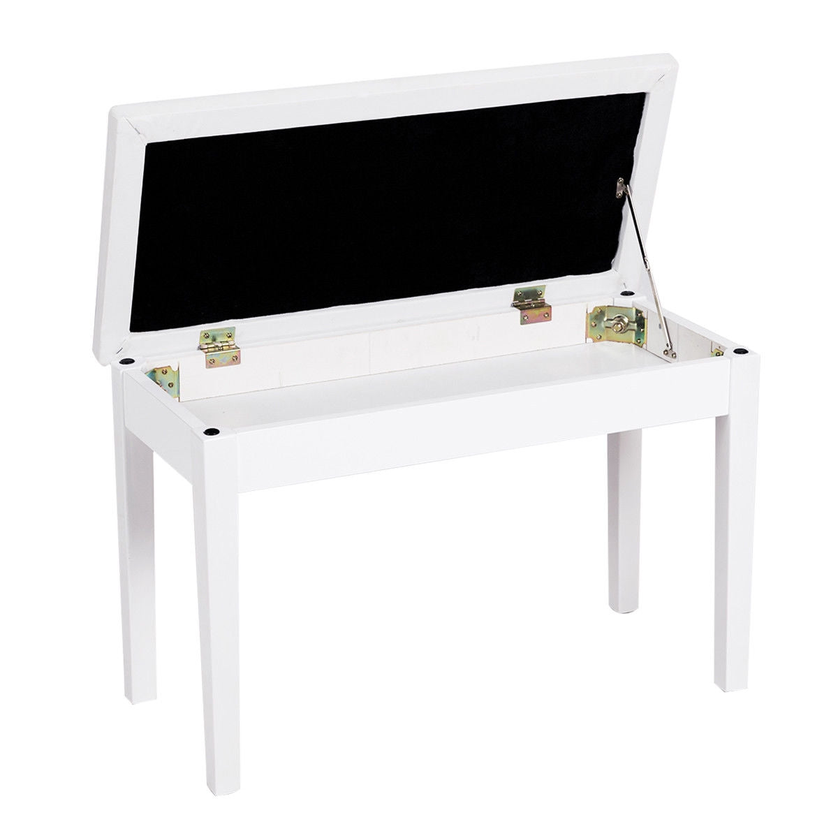 Comfortable PU Leather Piano Bench with Sturdy Solid Wood Base for Keyboard - White