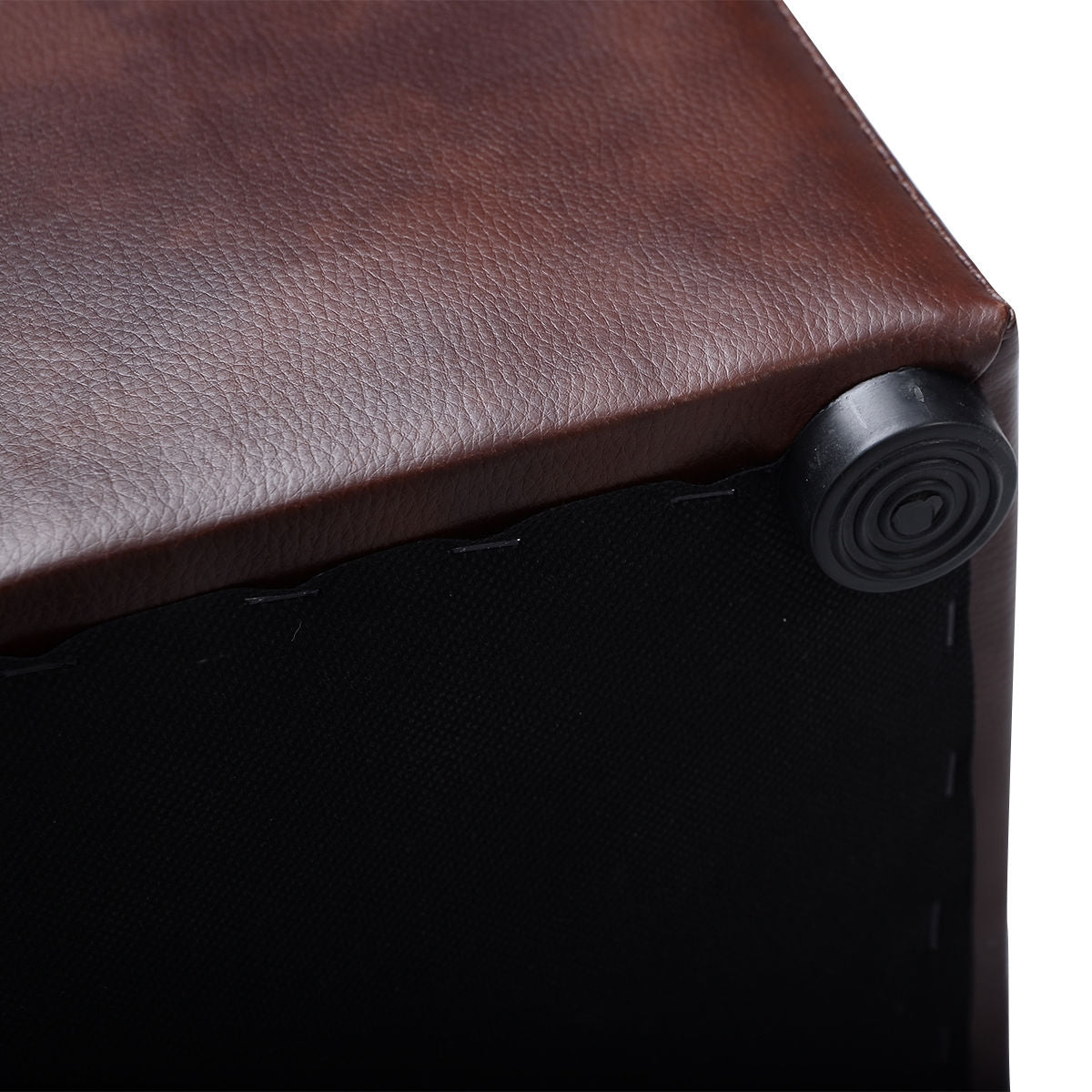 Compact Storage Pouffe Ottoman with Hinged Cover – Brown
