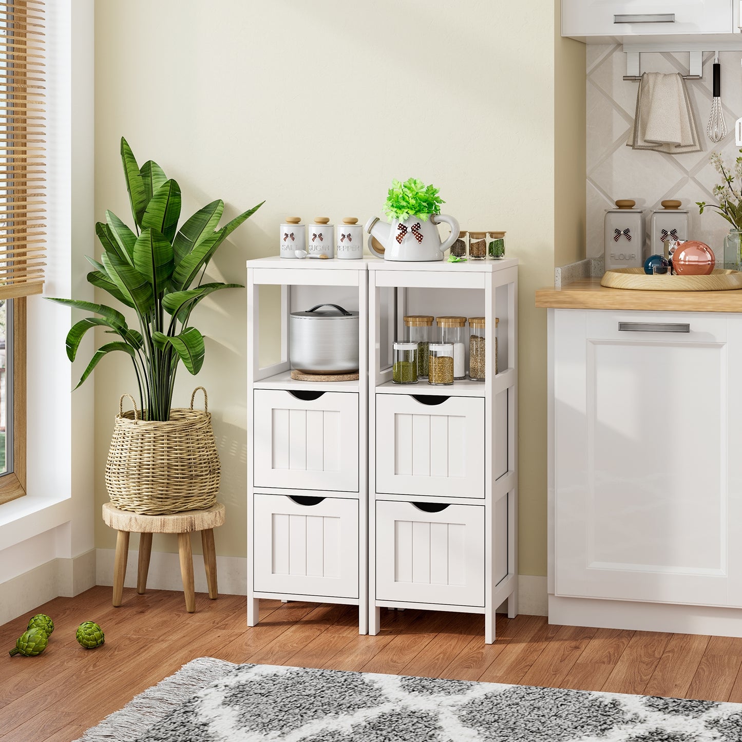 Multifunctional Bathroom Storage Cabinet with 2 Drawers