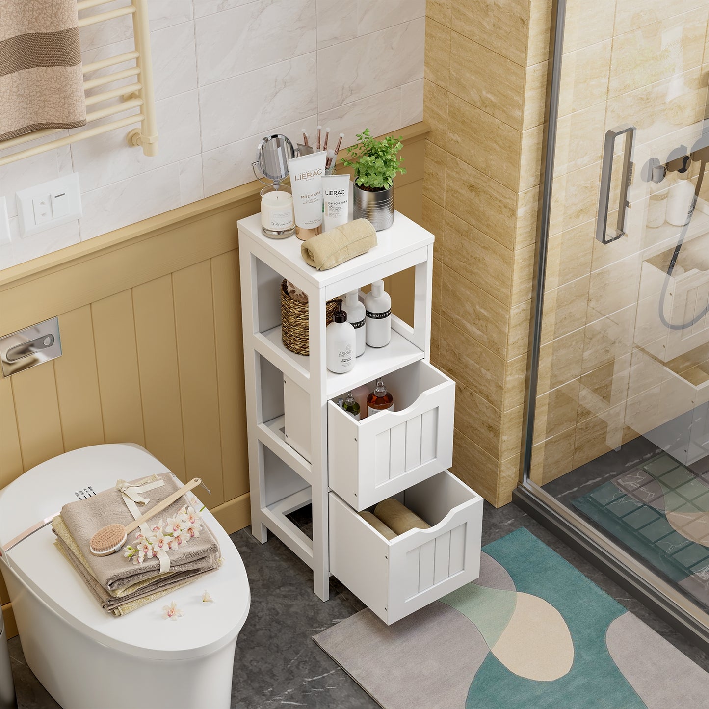 Multifunctional Bathroom Storage Cabinet with 2 Drawers