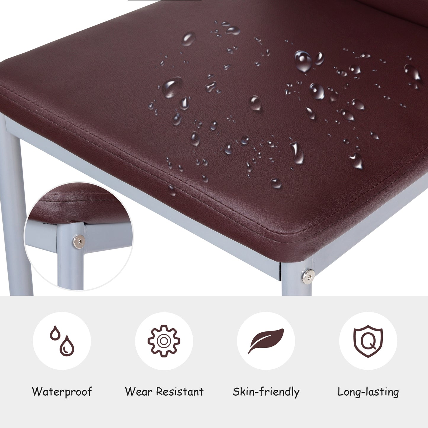 Set of 4 Elegant PVC Leather Dining Chairs with Modern Design - Brown