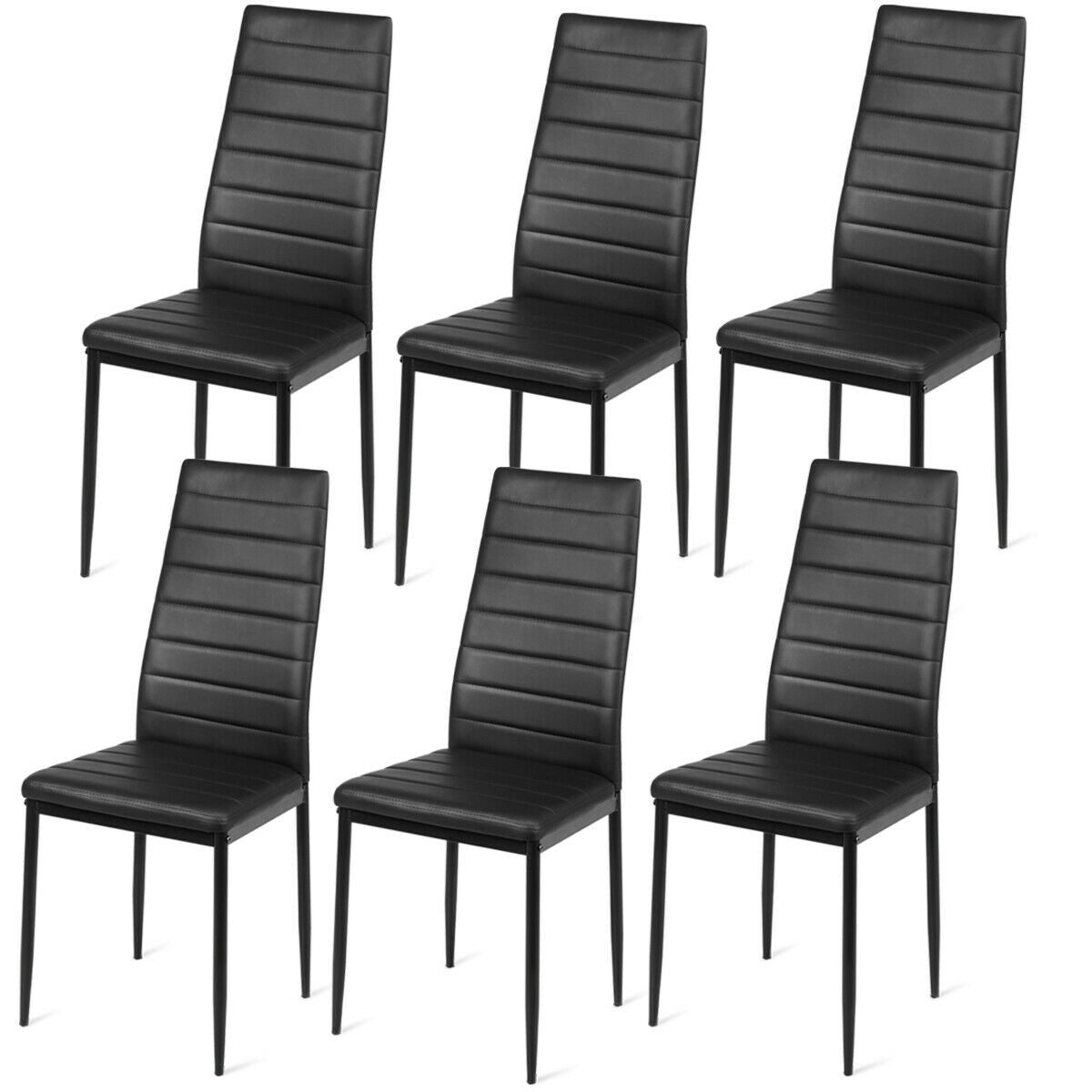 Set of 6 Modern High Back Dining Chairs with Comfortable Padded Seats